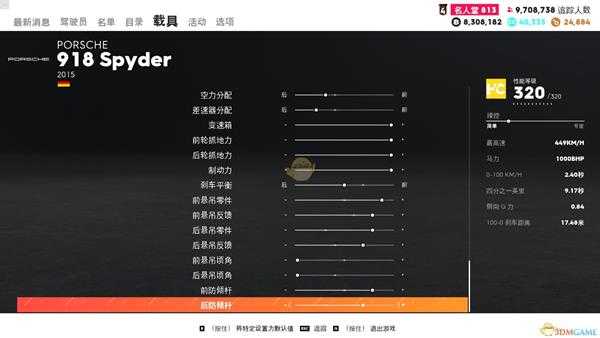 《飙酷车神2》保时捷918走线风格调校指南
