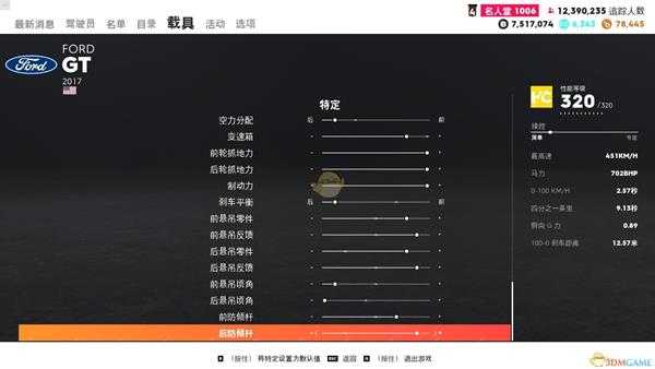 《飙酷车神2》福特 GT 2017款走线风格调校指南