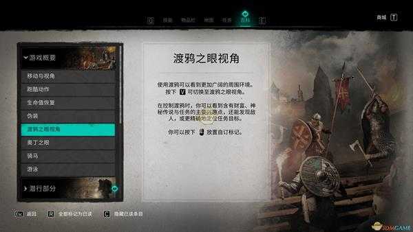 《刺客信条:英灵殿》渡鸦之眼视角进入方法介绍