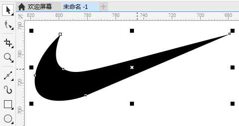 CDR两个基础工具快速制作耐克标志