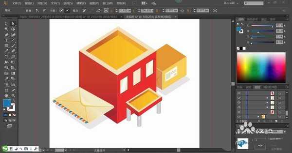 ai怎么设计2.5d立体效果的邮电大楼?
